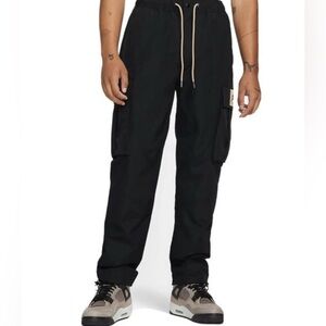 Nike Flight Heritage Athleisure Jordan Black Drawstring Cargo Pants Pockets S